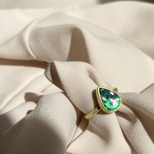 boulder opal teardrop ring