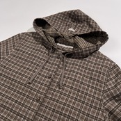 美品 Mademoiselle NON NON マドモアゼルノンノン チェック柄 フード シャツ ジャケット ライナー付き サイズ 38 M /パパス/日本製/ブラウン系