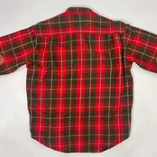 80s 90s MEN’S BIGI メンズビギ ビンテージ チェック バンドカラー ウールシャツ 4 /レッド メンズ/エルボーパッチ