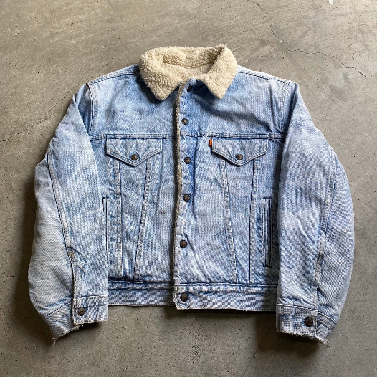 70年代 オレンジタブ Levi S リーバイス タイダイ ブリーチ デニムボアジャケット メンズxl相当 古着 70s ビンテージ ヴィンテージ デニムジャケット Vtg Cave 古着屋 公式 古着通販サイト