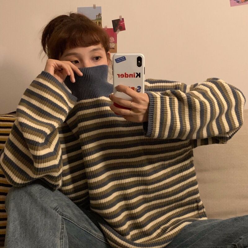 スプリングオータムルーズニットセーター レディーススタイルプルオーバー カラージャケット 春物 秋物 萌量不足35155026336