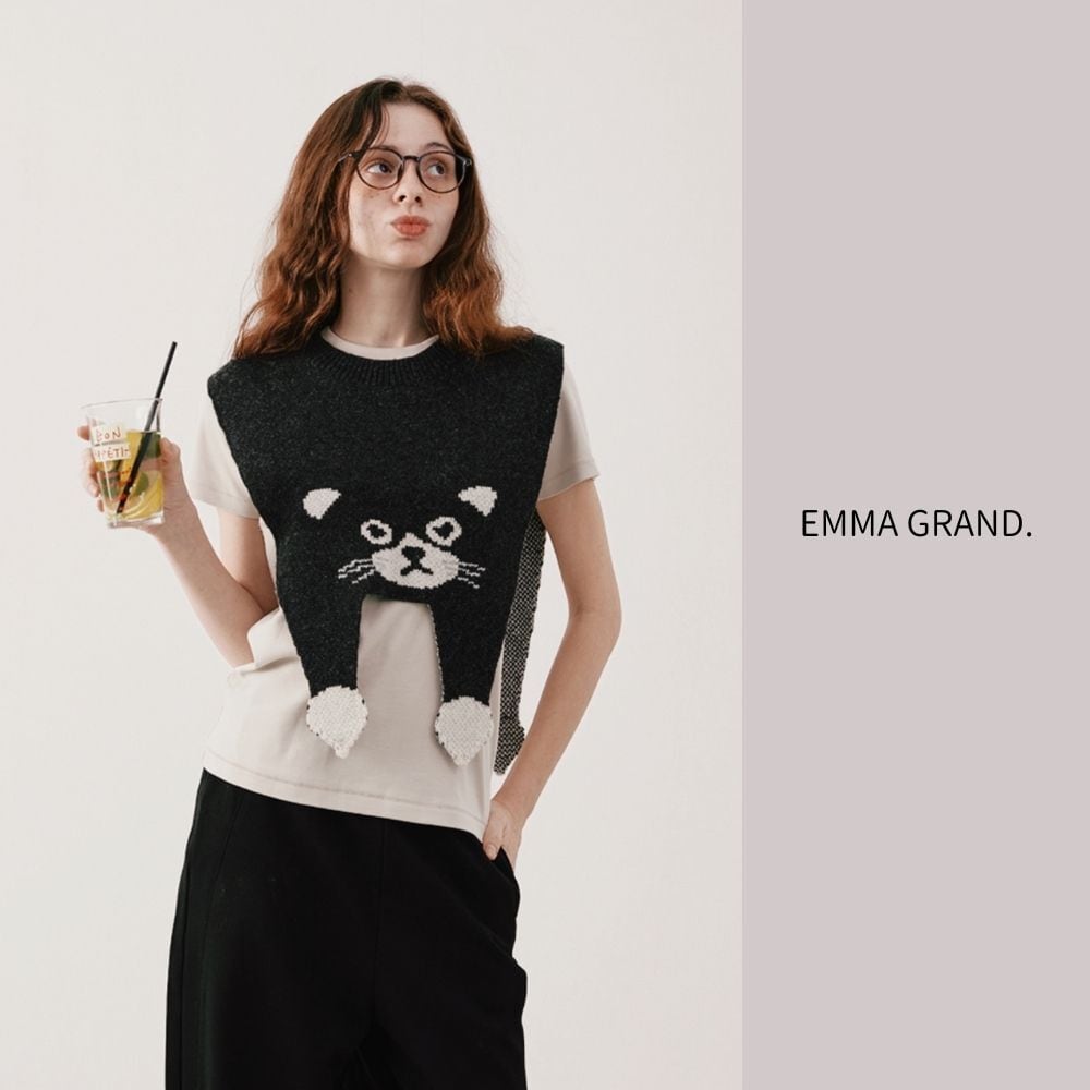 だらんと子猫のニットショルダーケープ E00591 | EMMA GRAND