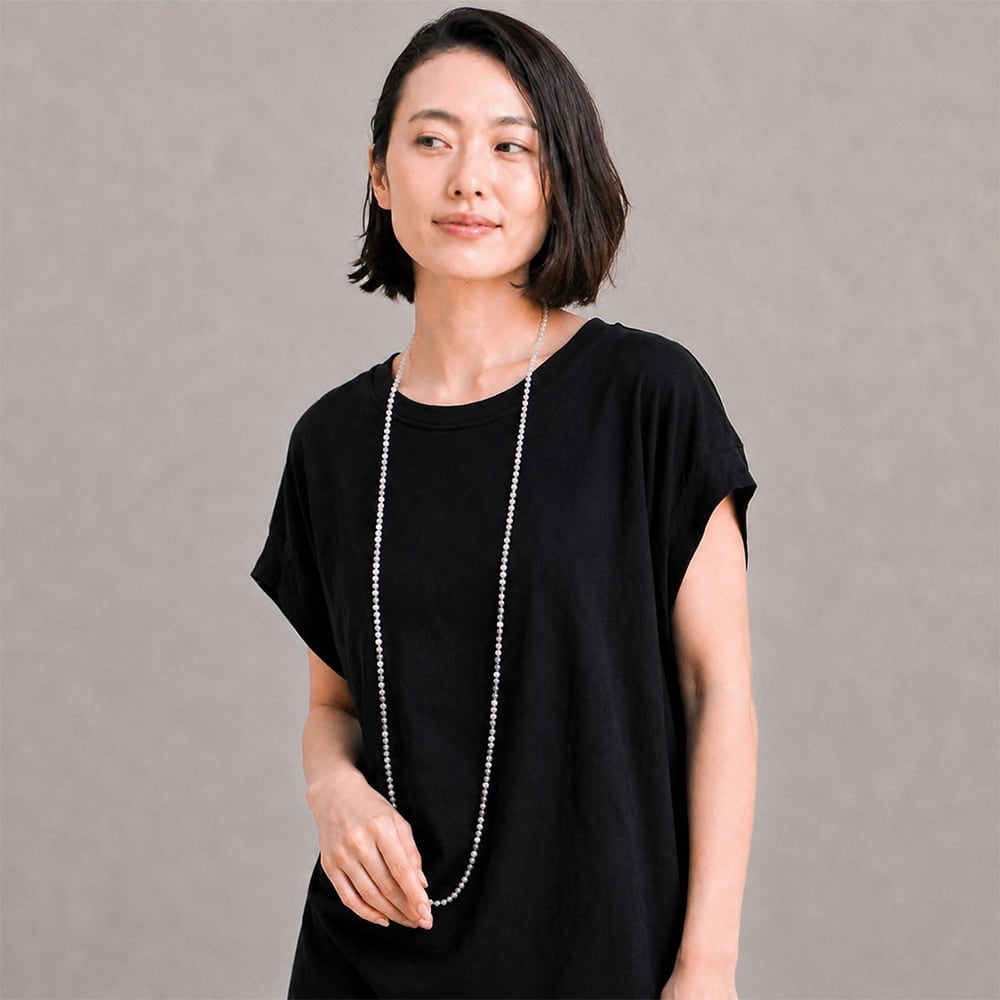 120cm グレーブルー 淡水バロックパール ロングネックレス / 約6.0mm 1