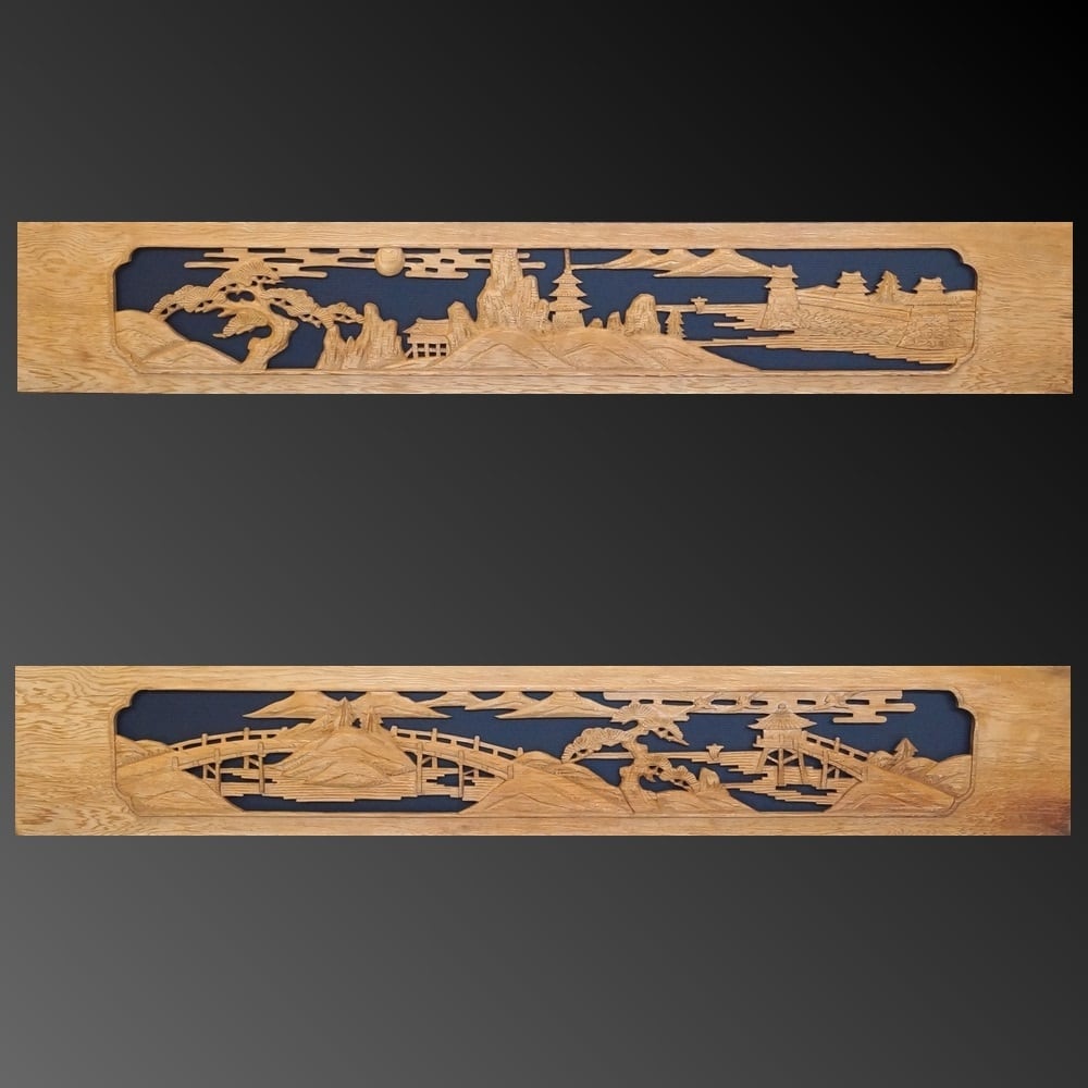 s0397 彫刻欄間 紅桧無垢 松竹 1枚(注) [高]334 [幅]1810 [厚]38mm