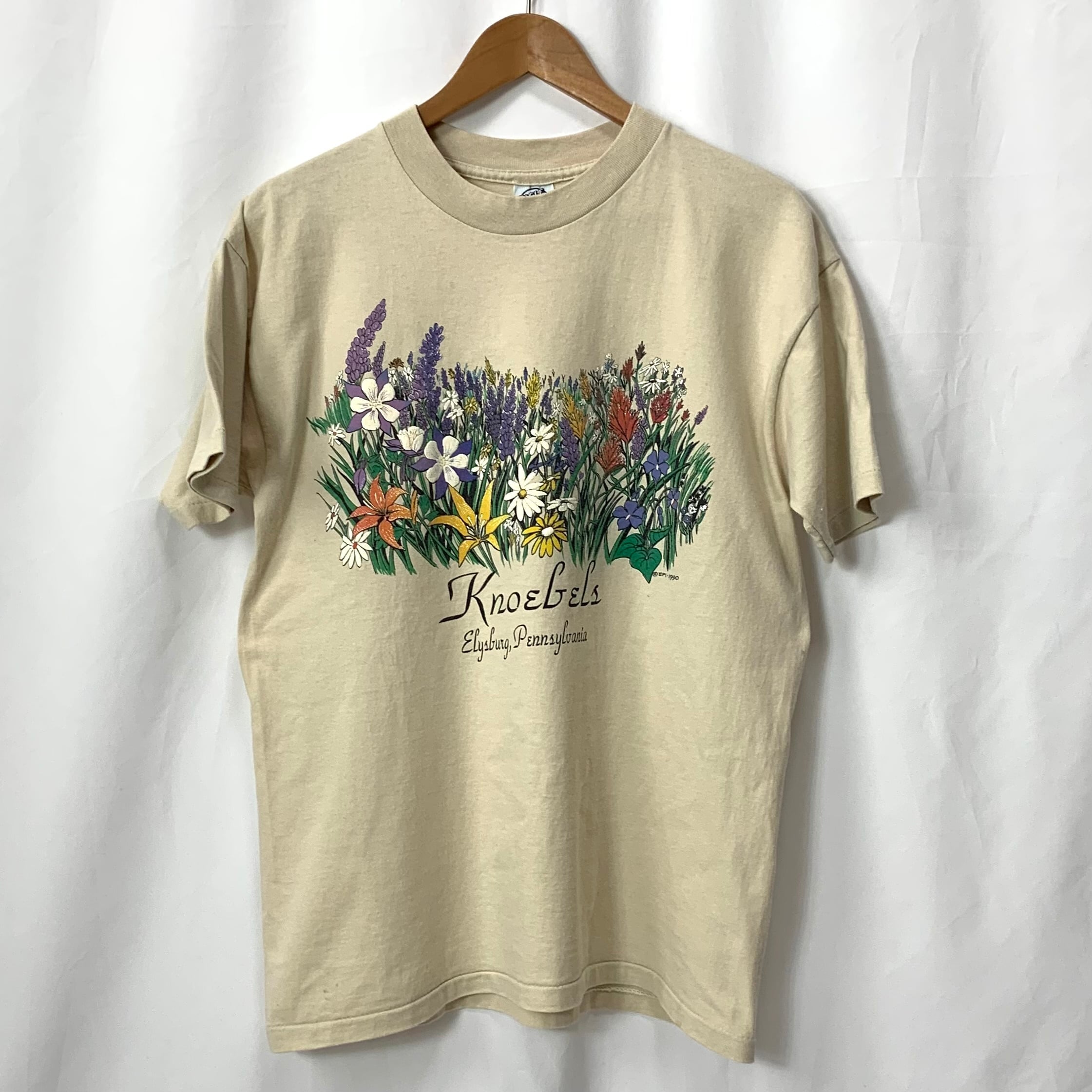 vintage 90s print T-shirt MADE IN USA flower プリントTシャツ