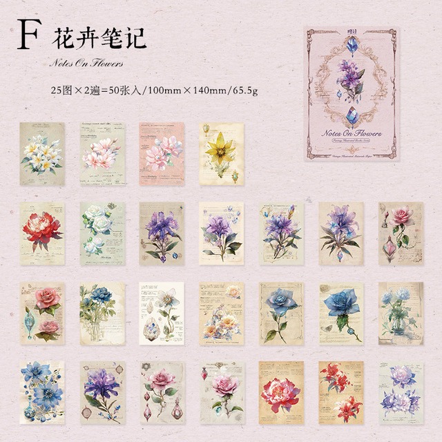 ファンタジー風素材紙本　25種50枚入り　幻想图鉴（Fantasy Illustrated Books）シリーズ【糖诗(CANDY POETRY)】[CP-4p]