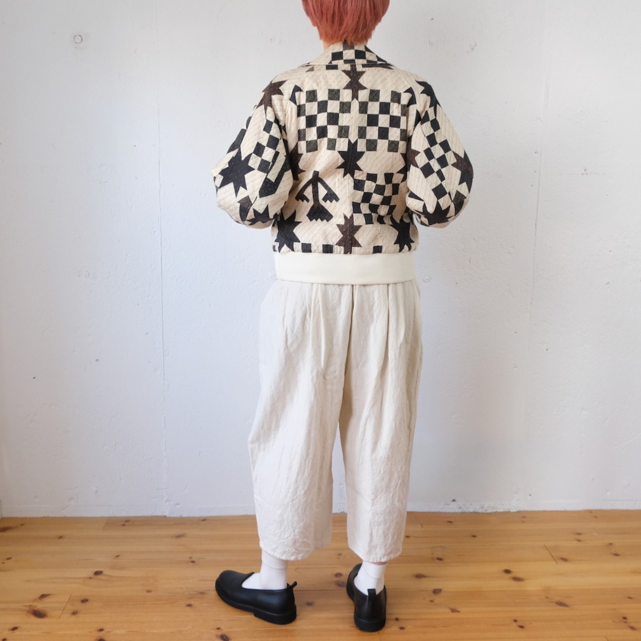 ASEEDONCLÖUD(アシードンクラウド)Map quit print P.E. blouson キルト柄プリント ブルゾン