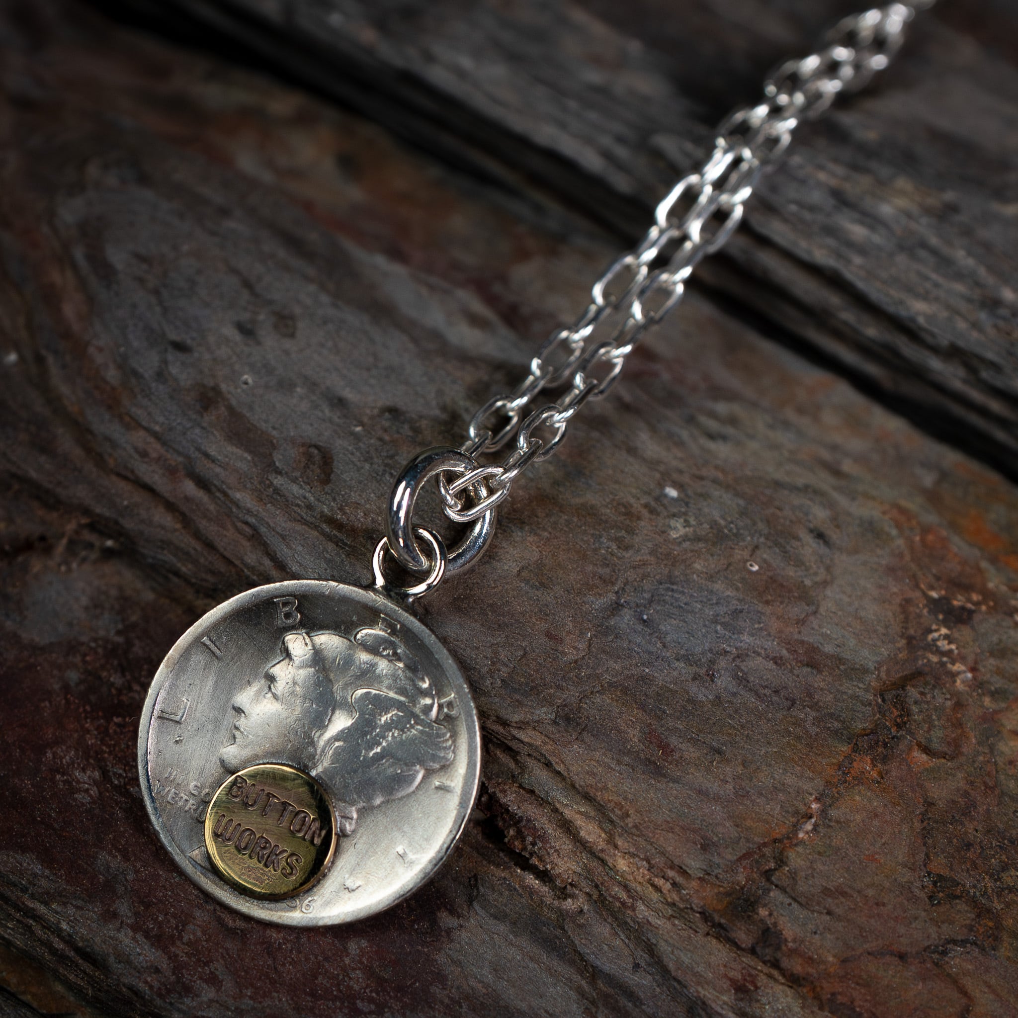 【Button Works】Mercury Dime Coin Necklace Silver 900 Silver 925 ボタンワークス マーキュリーダイム銀貨 ネックレス
