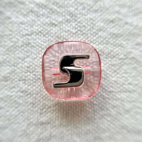 ●『2個セット』シルバーSマーク×クリアピンク 17㎜