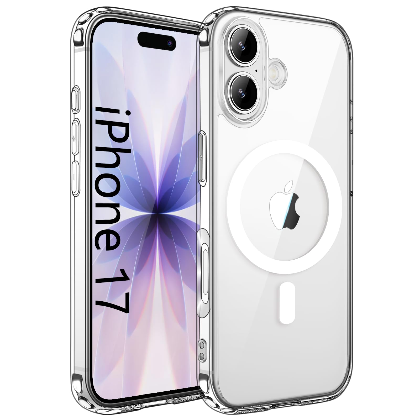 【DIFAYA】対応 iPhone17 ケース クリア 米軍MIL規格 iPhone17 カバー 透明 マグネット搭載 ワイヤレス充電対応 黄変防止 スレ傷防止 滑り止め 軽い ストラップホール付き 落下防止 レンズ保護 PC背面 TPUバンパー 傷に強い背面 一体フィット感 スマホケース いphone17 透明ケース いphone17 クリアケース 6.3インチ