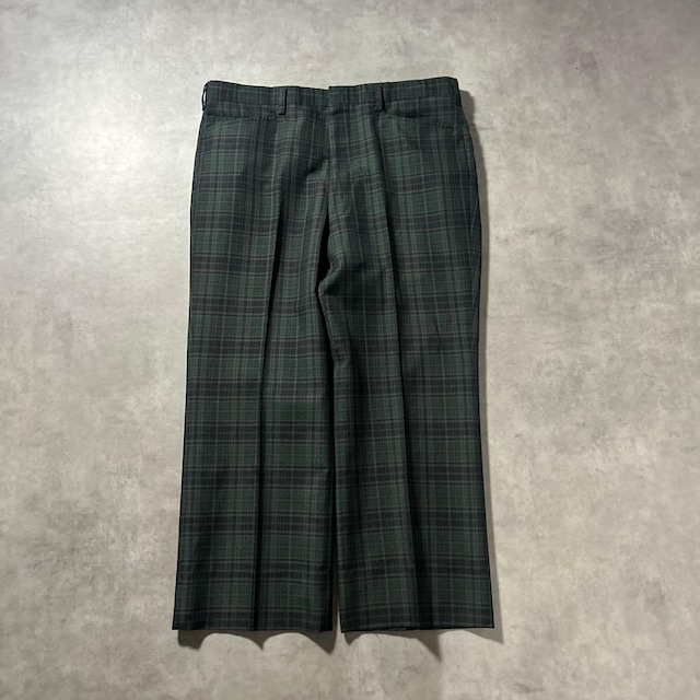 ヴィンテージ ワンタック チェック マルチカラー デザイン レトロ スラックス