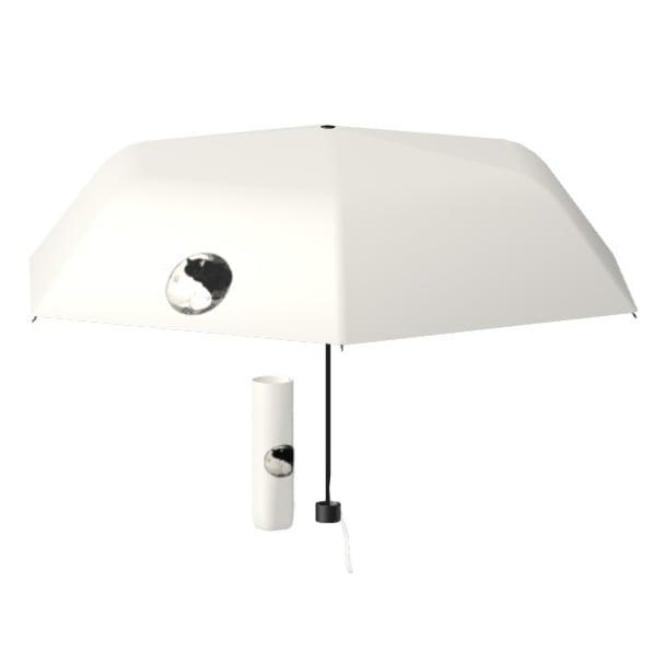 「陰陽の眠り ― 黒白猫図」遮光折りたたみ傘