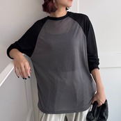 シアーラグランルーズロンTee/ブラック×チャコール