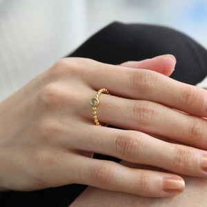 【ネコポス便】リング ワンポイントドットリング 金属アレルギー ステンレス つけっぱなし 指輪 華奢 レイヤード ジルコニア  1921