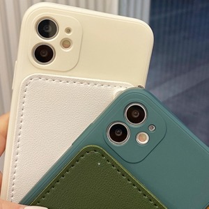 iphone X 11 12 シリーズ  カード収納 シンプルシリコンケース♡カメラフルカバー