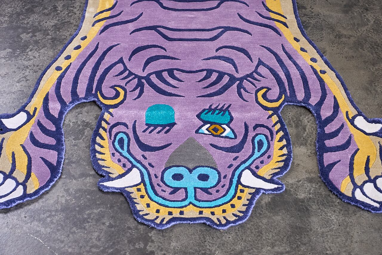 Tibetan Tiger Rug 《Lサイズ•シルク•オリジナル1•パープル223