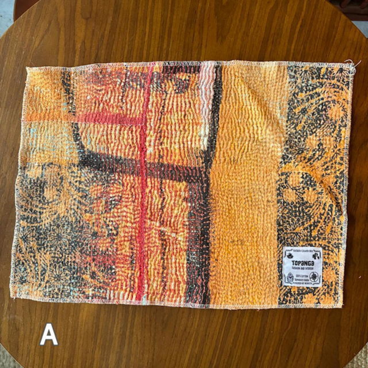 TOPANGA Kitchen India Vintage Lalli Quilt lunch Mat 10Type 　A〜J 30×40cm 　インドヴィンテージラリーキルト　ランチマット 10種　【メール便可】