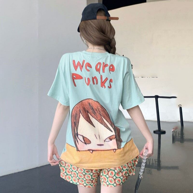 プリントTシャツ レディースルーズラウンドネックサマートップス 夏物 Oネック YY-ファッション65679610525