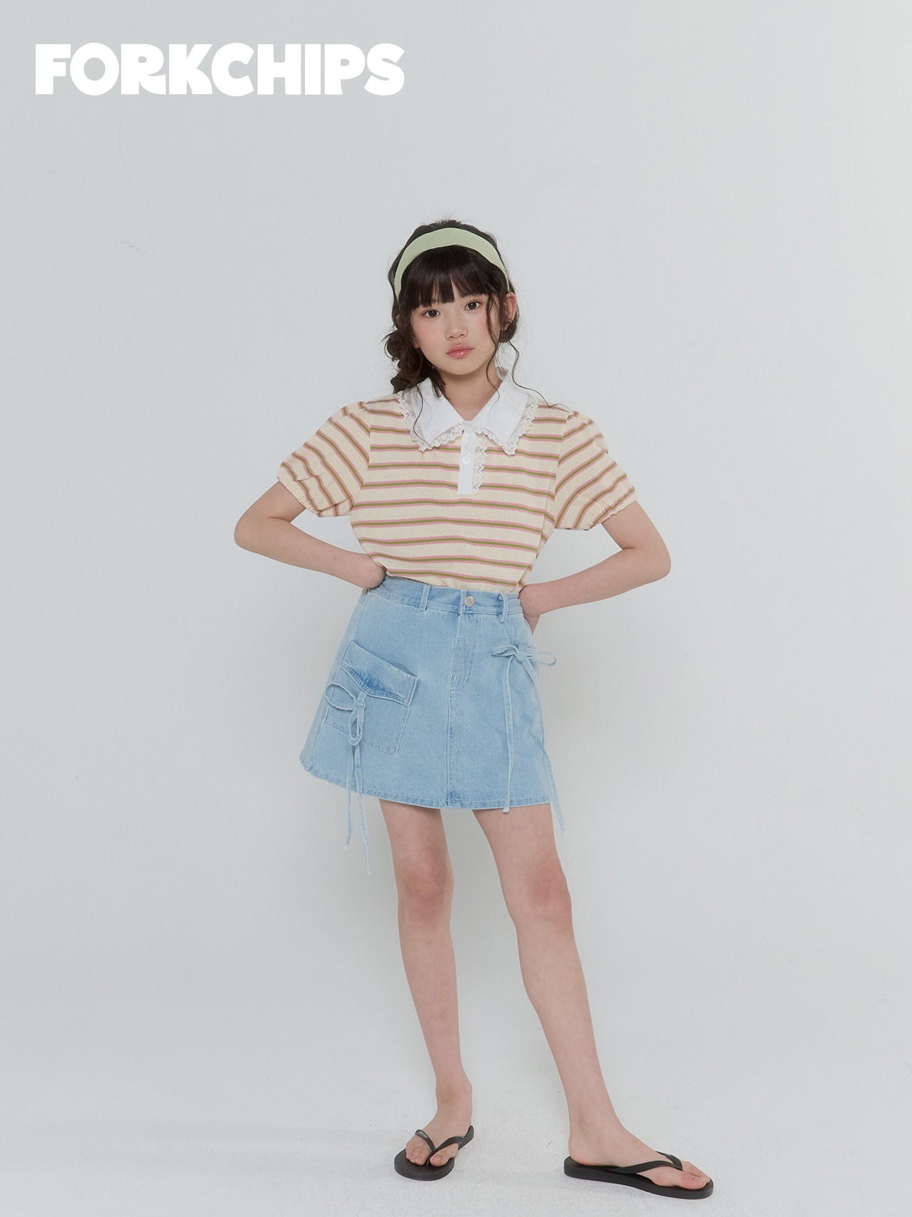 [FORKCHIPS] Cube Ribbon Skirt (JS/JM/JL/JXL) / [포크칩스] 큐브리본스커트 (JS/JM/JL/JXL)