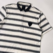23区 homme ニジュウサンク ボーダー 半袖 ポロシャツ 50/ホワイト×ブラック メンズ