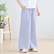 TRUBE リラックスストライプワイドパンツ【M~L】ネイビー