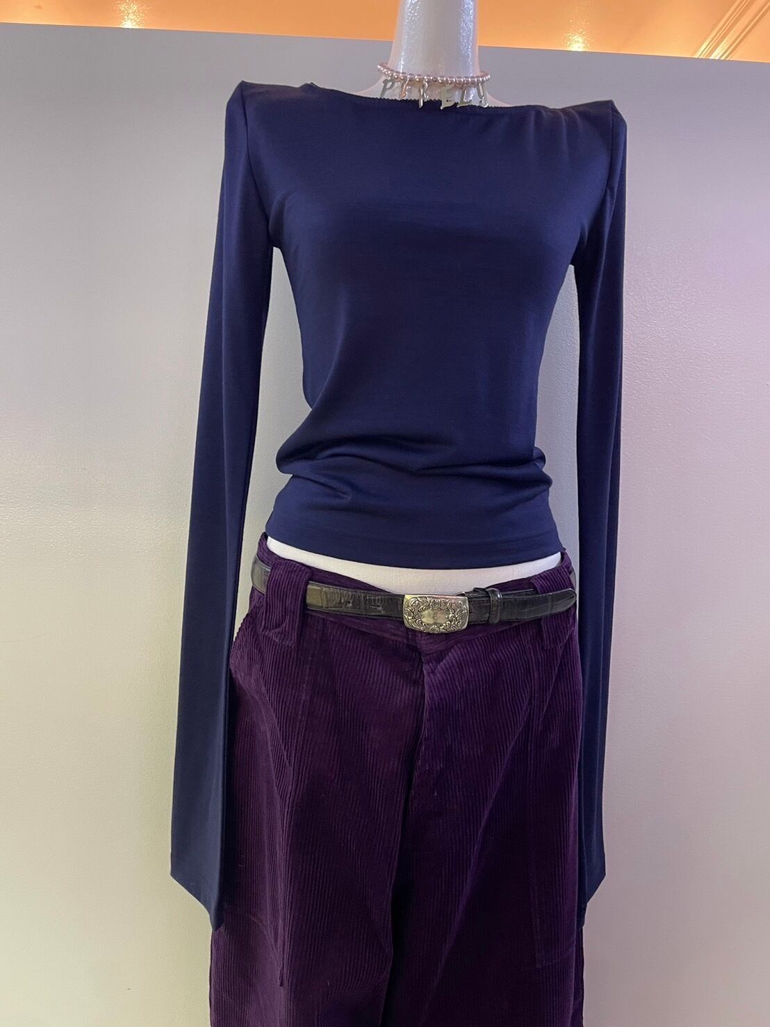 Ans Dotsloevner shoulder tops navy | itimi