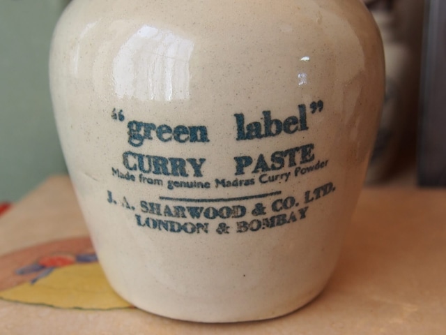 イギリスアンティーク　Curry Paste Pot　陶製ポット