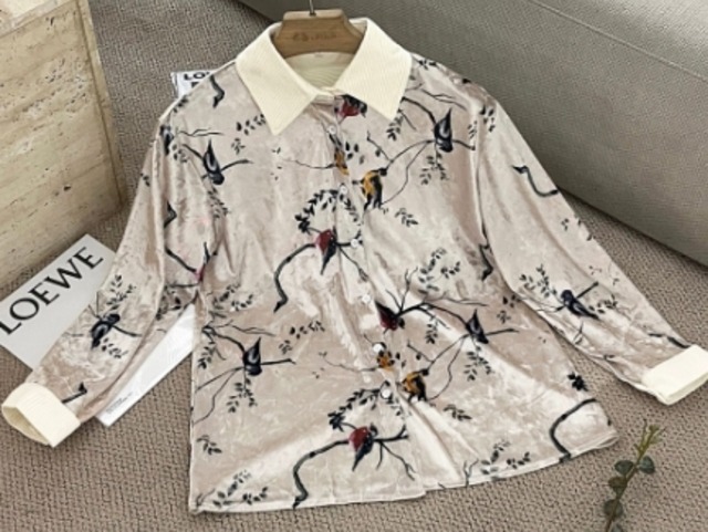 【送料無料】トップス シャツ 襟付き 長袖 ルーズ フレンチレトロ かわいい 春 秋 10代 20代 レディース N1245