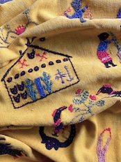 Naga tribe/Stonewashed embroidery rug(Yellow)