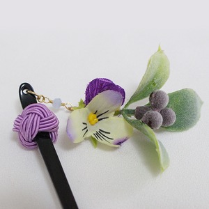 【suifuyouコラボ商品】紫の花と玉結びのかんざし（現品限り）