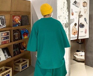 【韓国ファッション】無地半袖Tシャツ パンツ ツーピース 選べるセットアップ