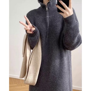 ジッパー ニット ロング ワンピース 10351