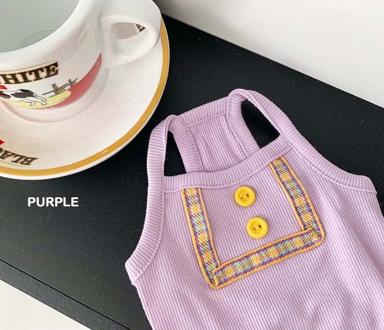 【SALE】 lala crop top XS ~ XL 2color / 犬服 春夏 新作 Tシャツ ドッグウェア ショート丈 シンプル 袖なし 小型犬 中型犬 トップス 涼しい お揃い クロップド top131