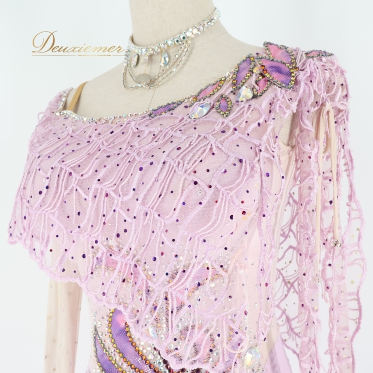 社交ダンス 衣装 スタンダードドレス ワンピース ドレス スタンダード 紫 ラベンダー フロート デモ 競技 ダンス パーティ 発表会 パープル系 明るめ紫 高級感 競技用 フォーマル コスチューム