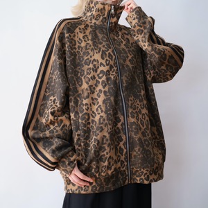 over silhouette " leopard " pattern track jacket