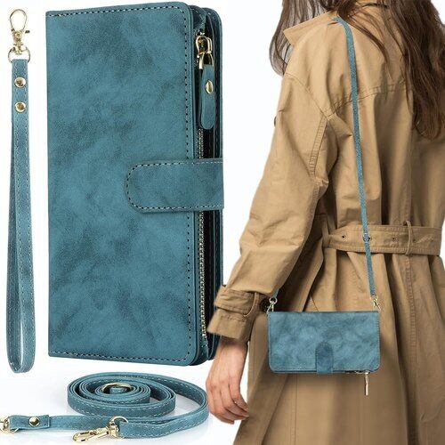 iPhone 16 Pro Max ケース 手帳型 ショルダー ポシェット ストラップケース iPhone16promax 対応 手帳型ケース アイフォン16promax カバー アイホン16プロマックス スマホケース いPhone16promax 携帯ケース case 適用 iCoverCase 斜め掛け カードケース ストラップ カバー ショルダーケース スマホケース ブルー ターコイズ 3539