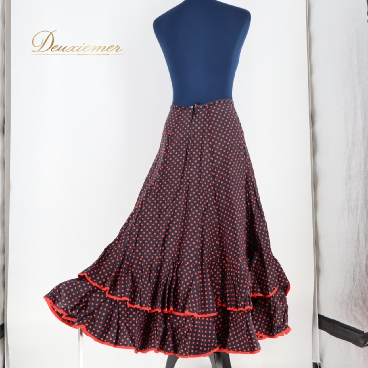フラメンコ 衣装 ファルダ スカート 黒 赤 ドット 水玉 ボランテ フリル ダンス パーティ 発表会 ブラック系 レッド系 フリルスカート 踊り衣装 レディース おしゃれ パーティー用 発表会用 ダンス用