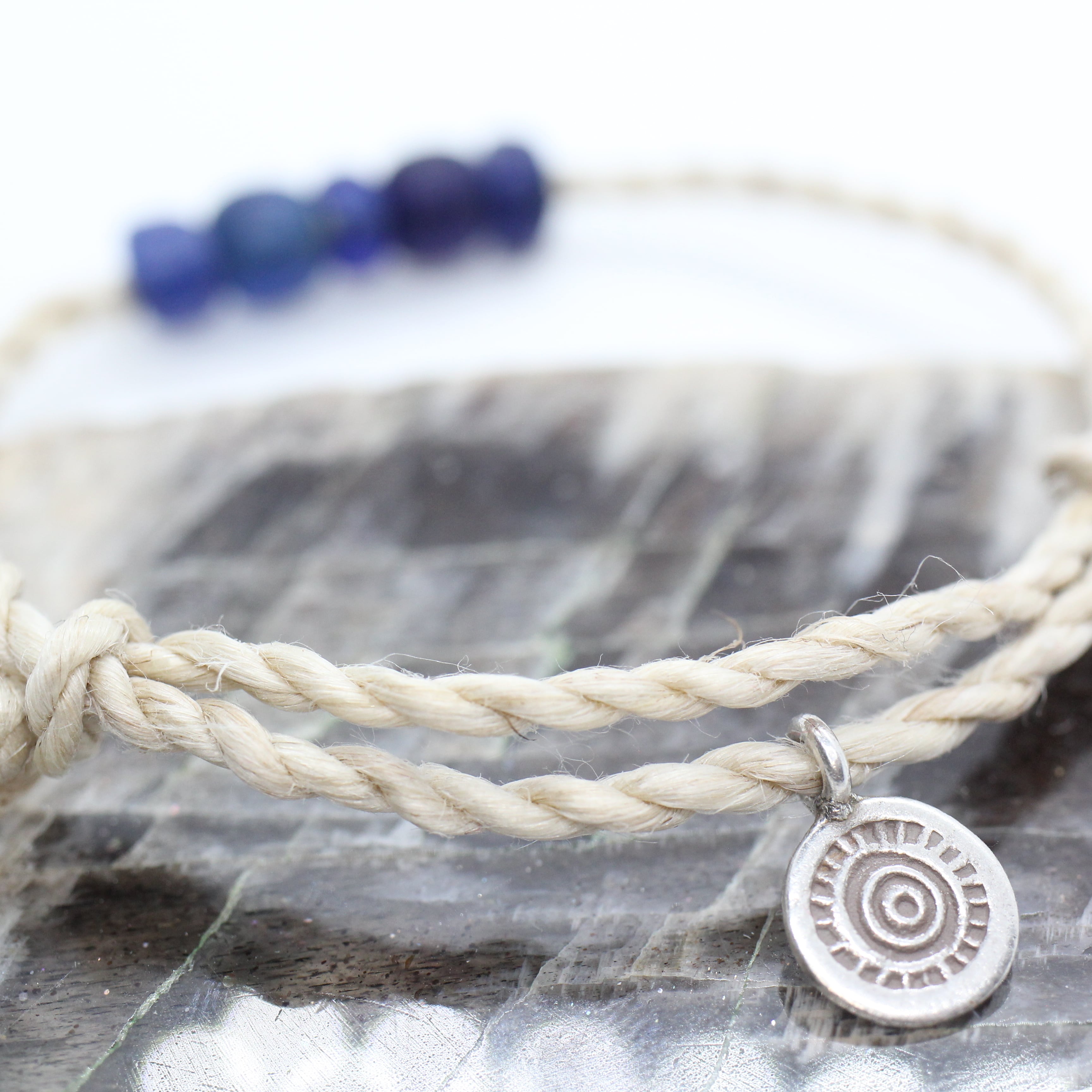 14kgfローマングラスブレスレット 14kgf*青の洞窟☆ローマングラスと