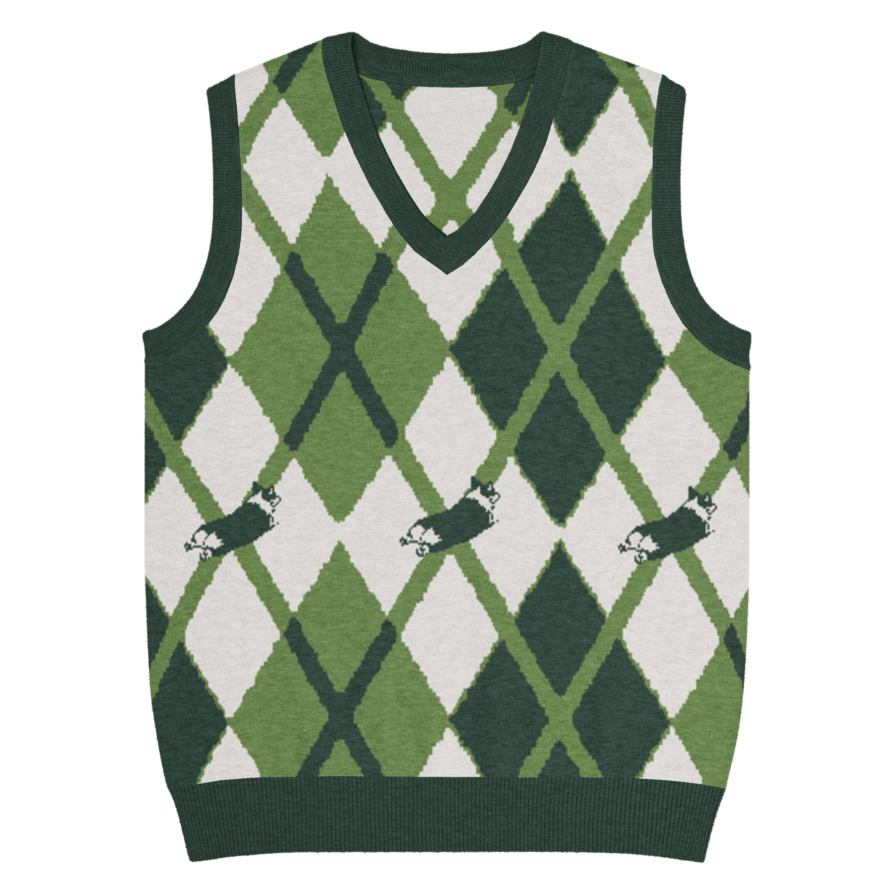 WIGGLE ARGYLE Knit Vest　[T0098]