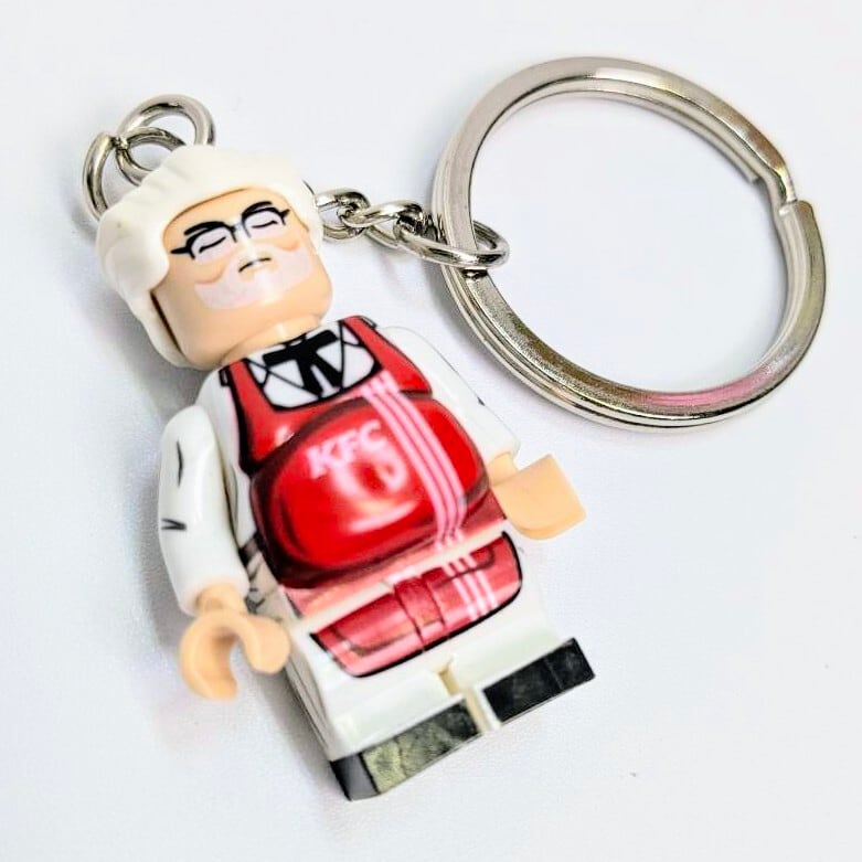 ☆【ブロックフィギュアキーホルダー★KFC / カーネルおじさん】 〚アメリカン雑貨 アメトイ〛