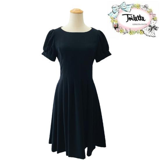 【トワレ toilette 新品】パフスリーブワンピース ブラック 大人かわいい服 ディリーウェアー 393-143