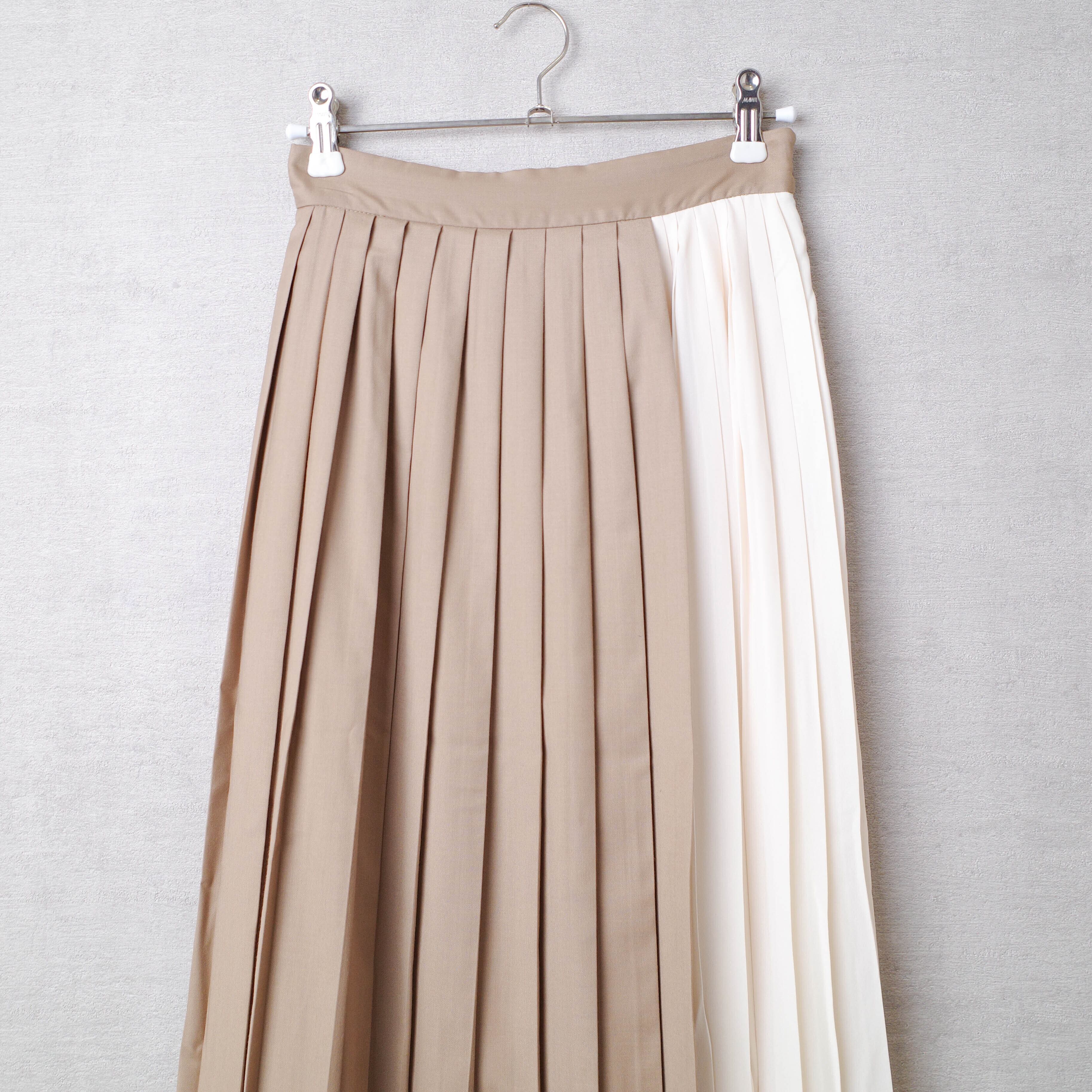 [NEW] CLANE	PLEATS LAYERED SKIRT 10109-6132 BEIGE
