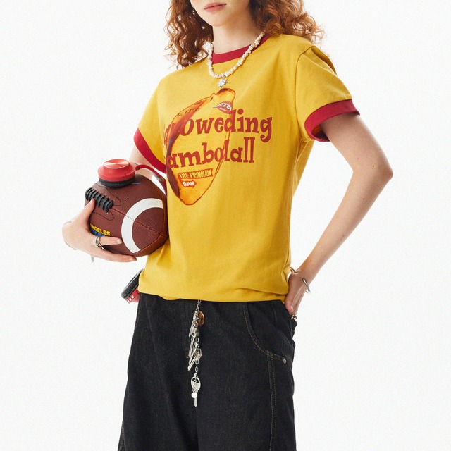 unique logo print color ringer short sleeve tee　ユニークロゴプリントカラーリンガー半袖ティー　J0917