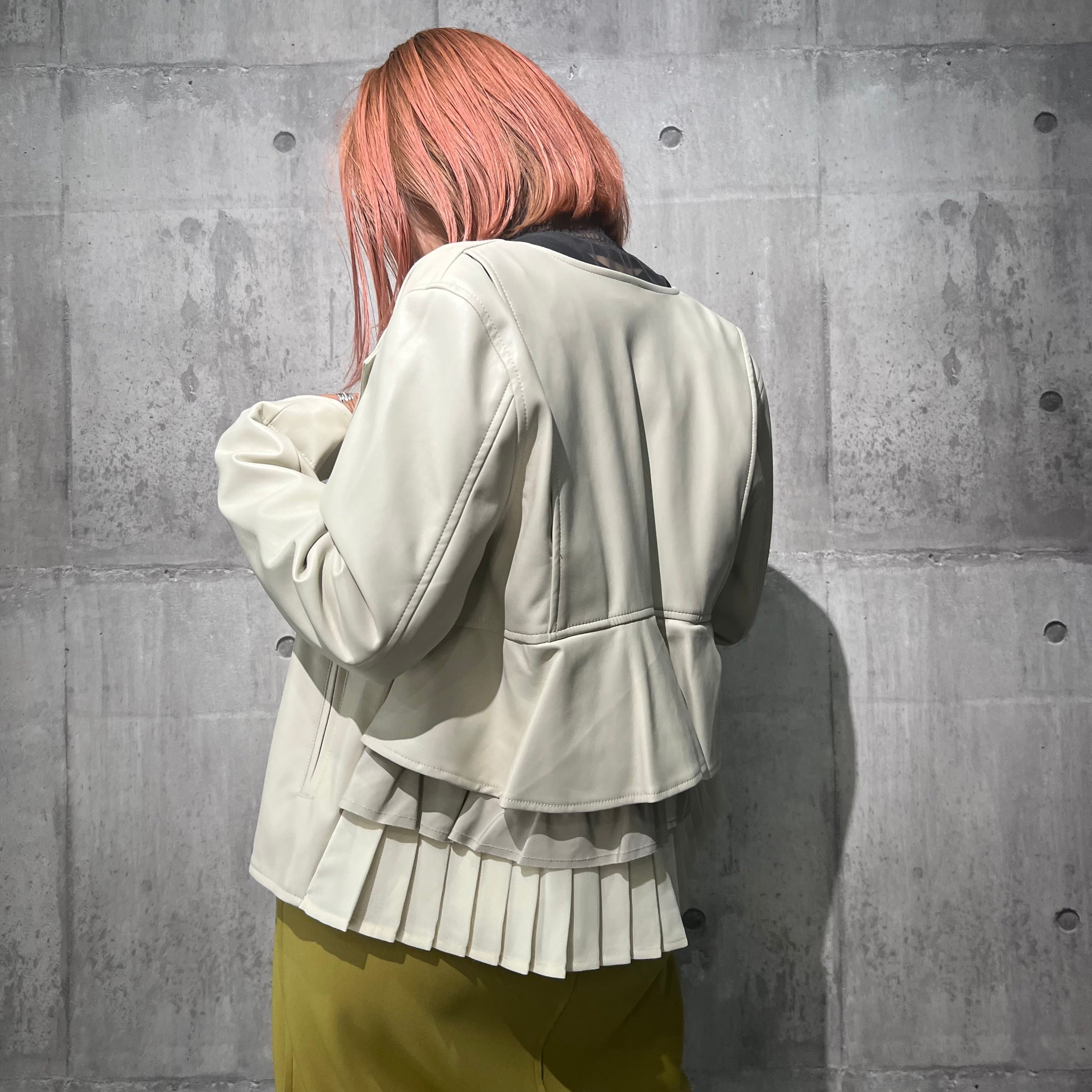 バックフリルフェイクレザーライダースJK | SLOVNENYA スロヴネンヤ