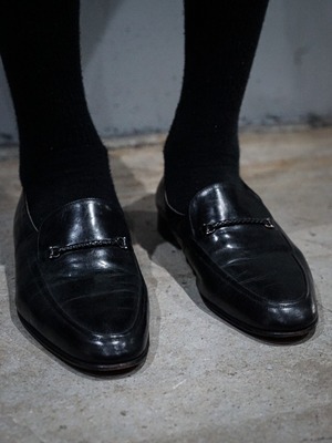 【add (C) vintage】"BALLY" Belt Design Black Leather Loafer