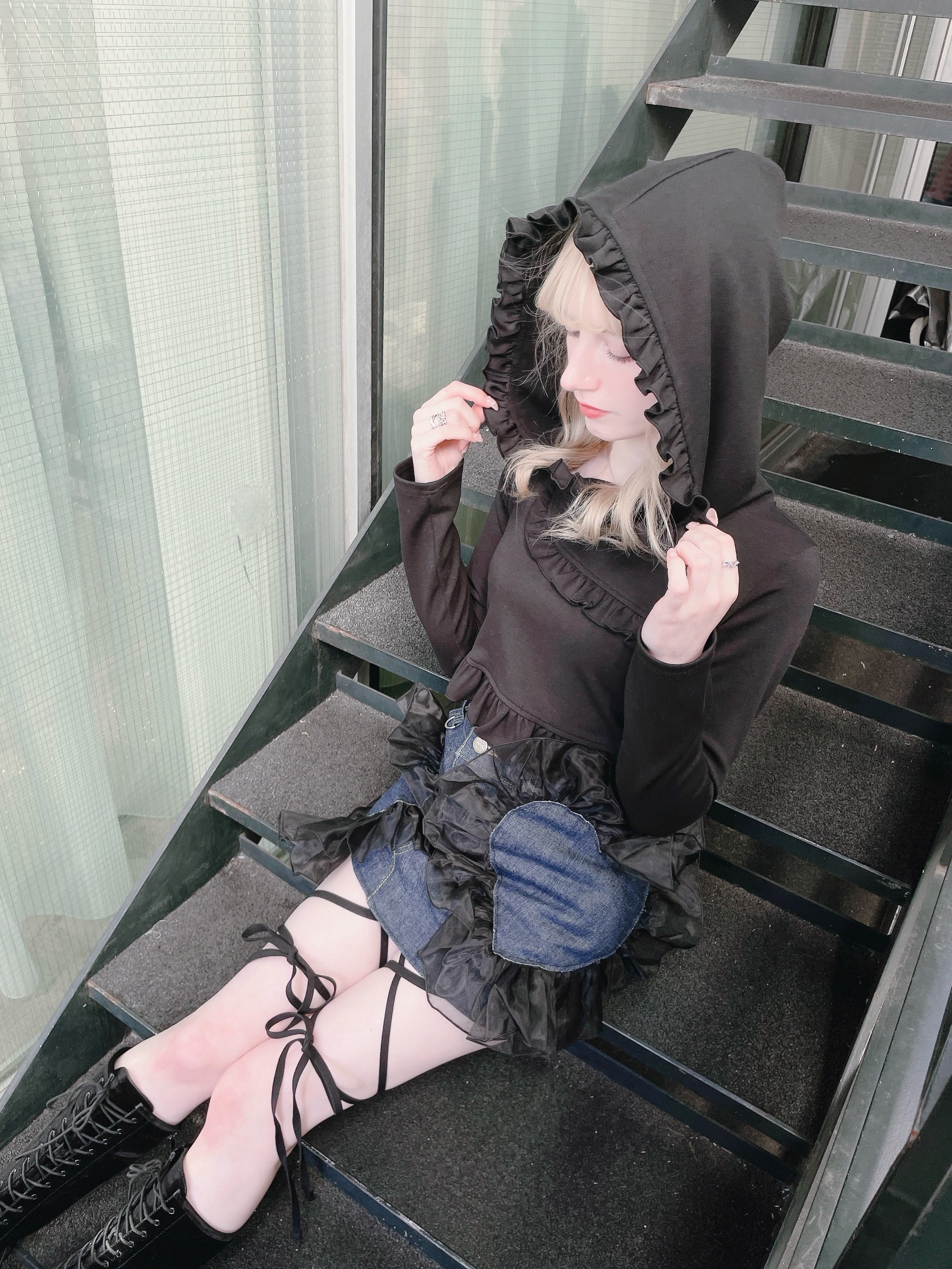 リメイク】リメイクチュールフリルデニムスカート | lilLilly official