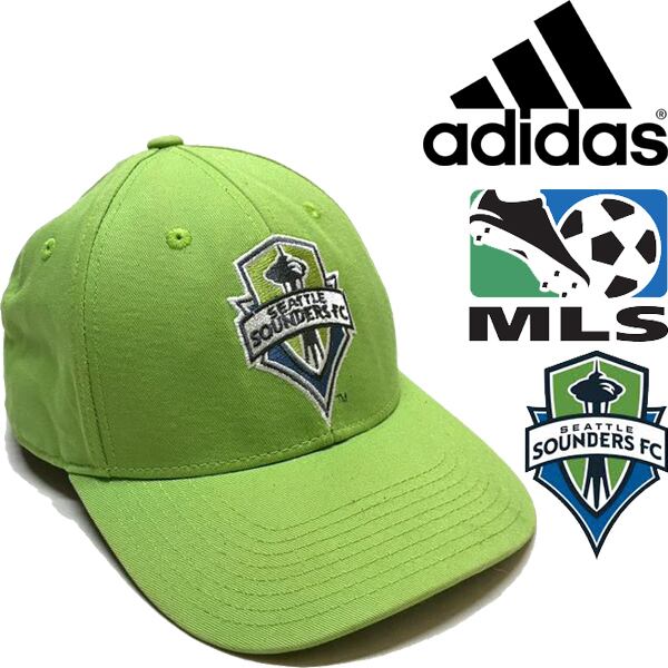 1点物◇adidasアディダスMLSサウンダースFC黄緑ベースボールキャップ