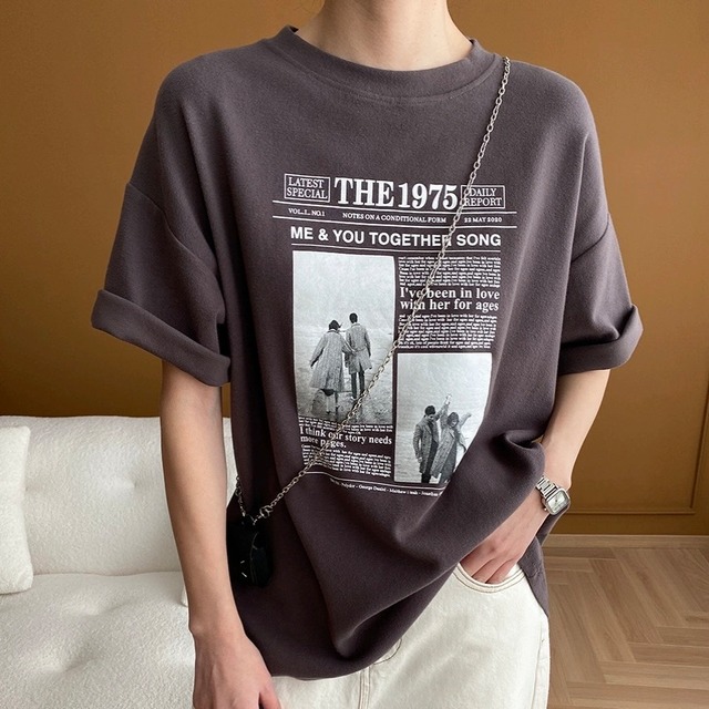 グラフィックプリント オーバーサイズ 半袖 Tシャツ ◆3col　203824