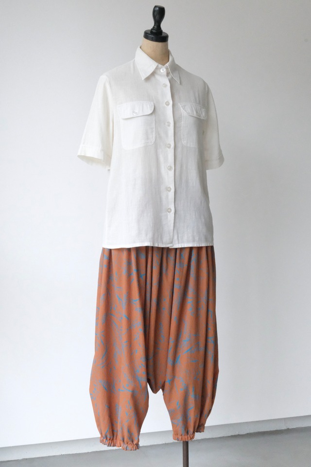 Terracotta & turquoise botanical sarrouel pants