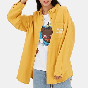 SALE 送料無料 【HIPANDA ハイパンダ】レディース デニムシャツ WOMEN'S COLOR DENIM SHIRT / YELLOW